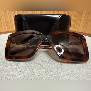 Salvatore Ferragamo Oversized Square Sunglasses Brown Gradient Gancini Arms
